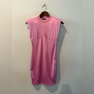 Chic Pink Sleeveless Mini Dress w/shoulder Pads Size S